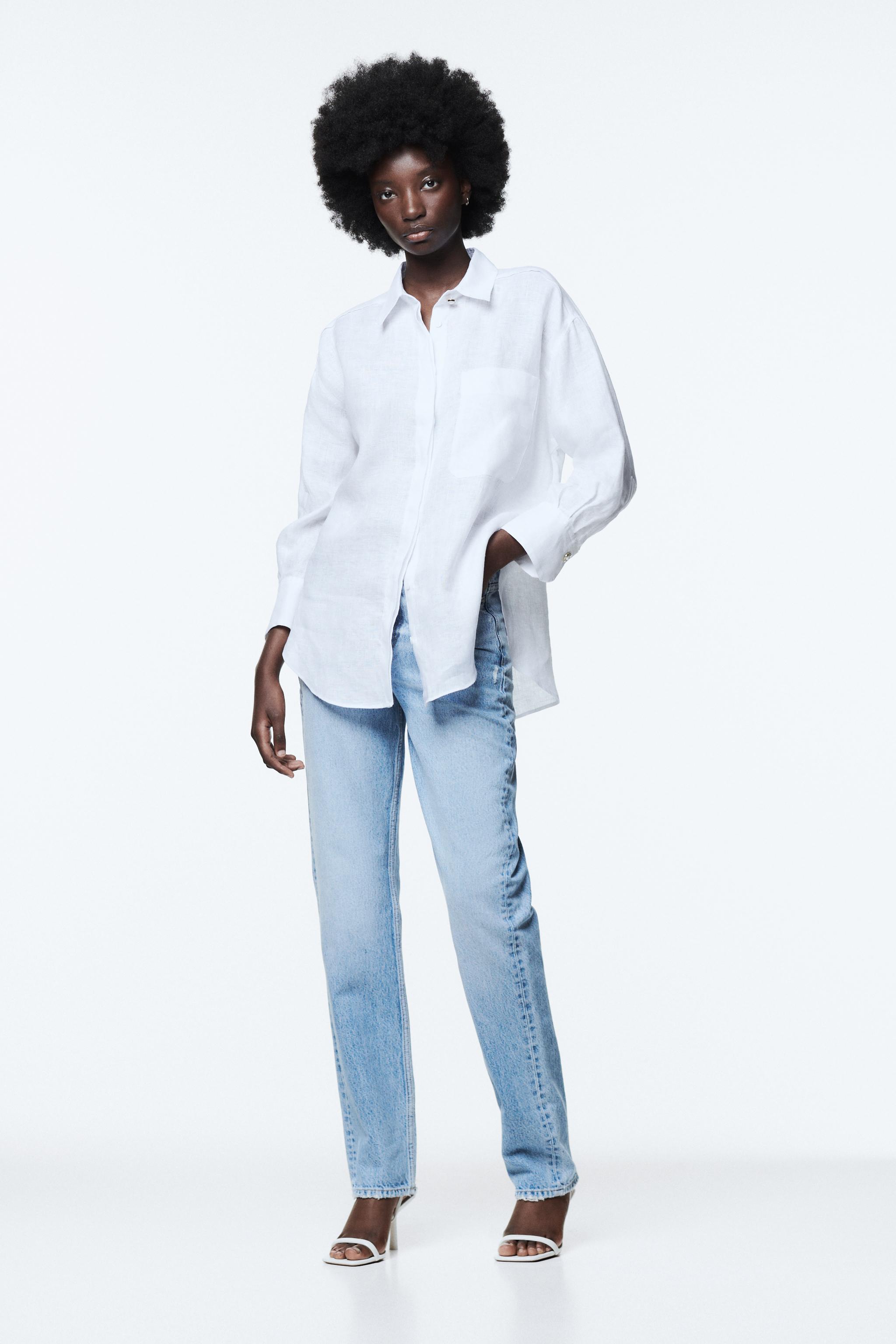 OVERSIZED LINEN SHIRT White ZARA United States